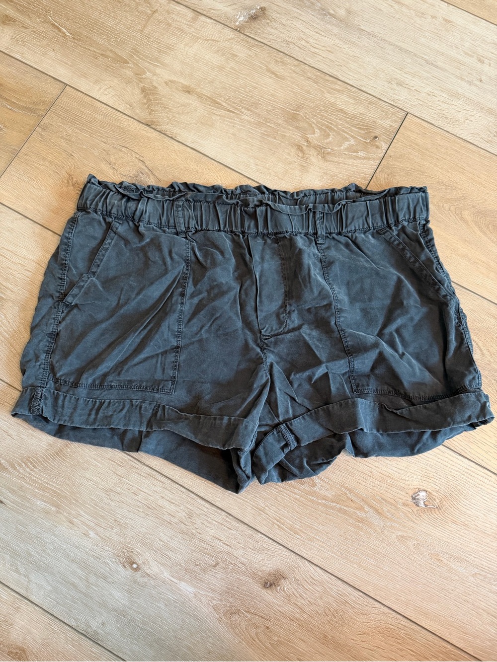 aerie Charcoal High-Waist Paperbag Shorts